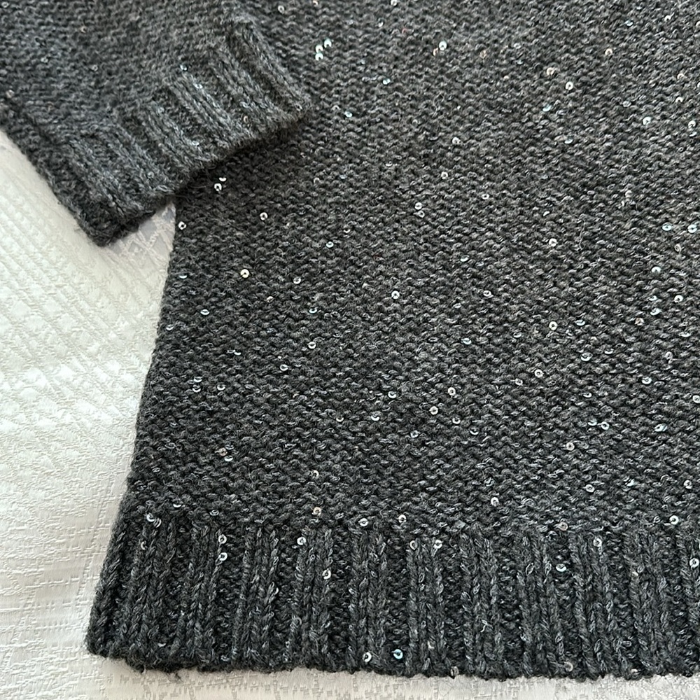 Talbots Grey Sweater With Tiny Sequins, Size Small - image 3